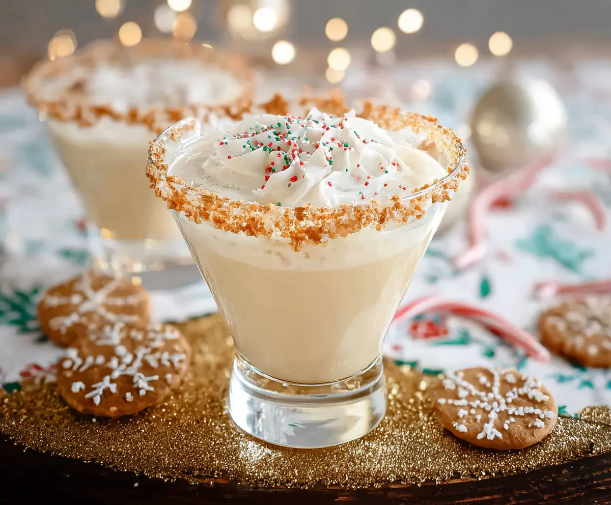 Festive Christmas Cookie Cocktail with colorful sprinkles and holiday decorations