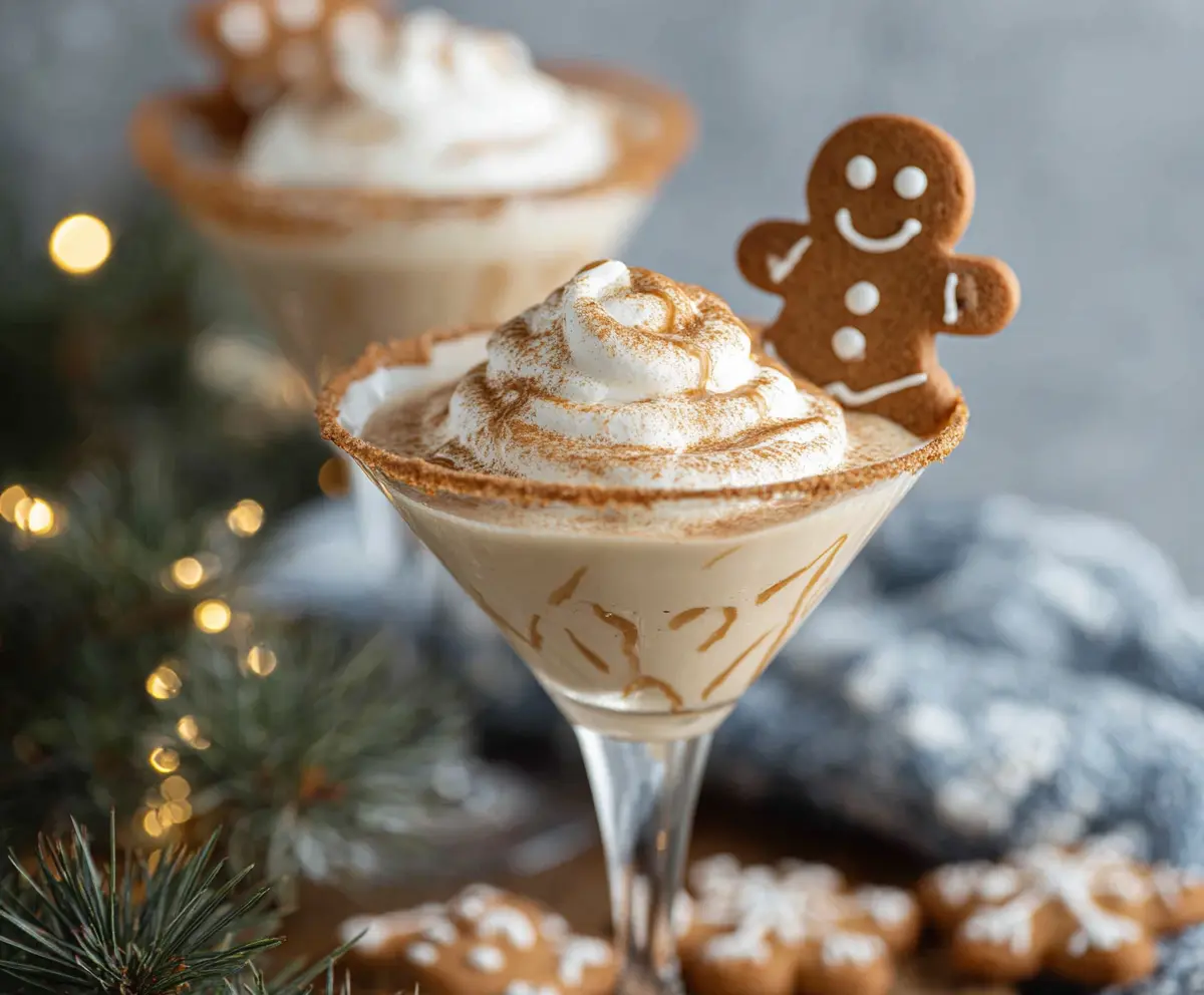 Gingerbread Cookie Martini in a glass with a cinnamon rim