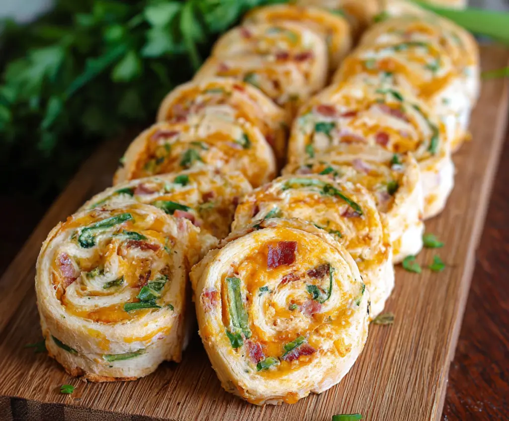 Crispy jalapeno popper pinwheels filled with cheese and chopped jalapenos on a white plate.