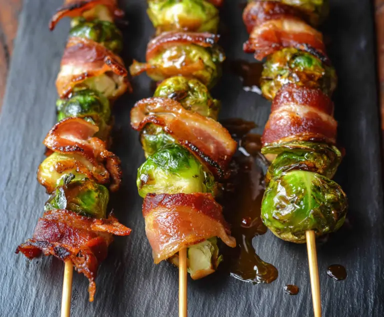 Maple Bacon Brussels Sprout Skewers
