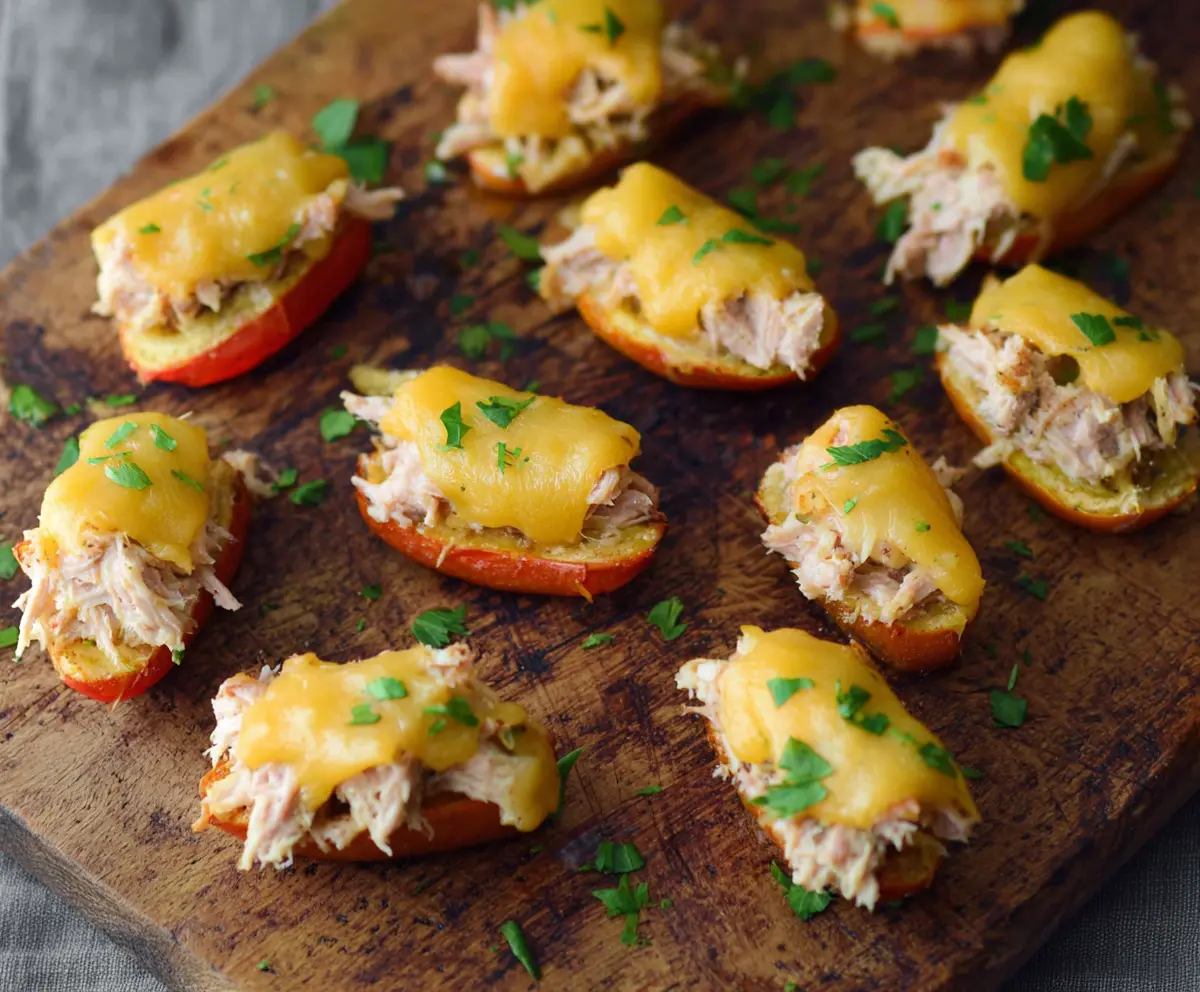Delicious Tuna Melt Poppers with melted cheese, perfect for appetizers or snacks.