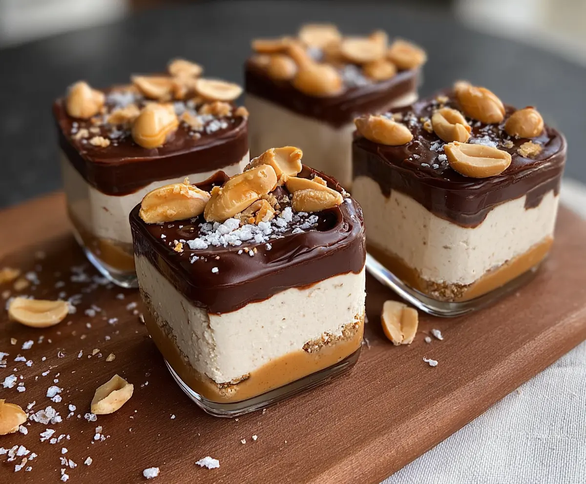 Delicious cottage cheese and peanut butter Snickers dessert served on a plate