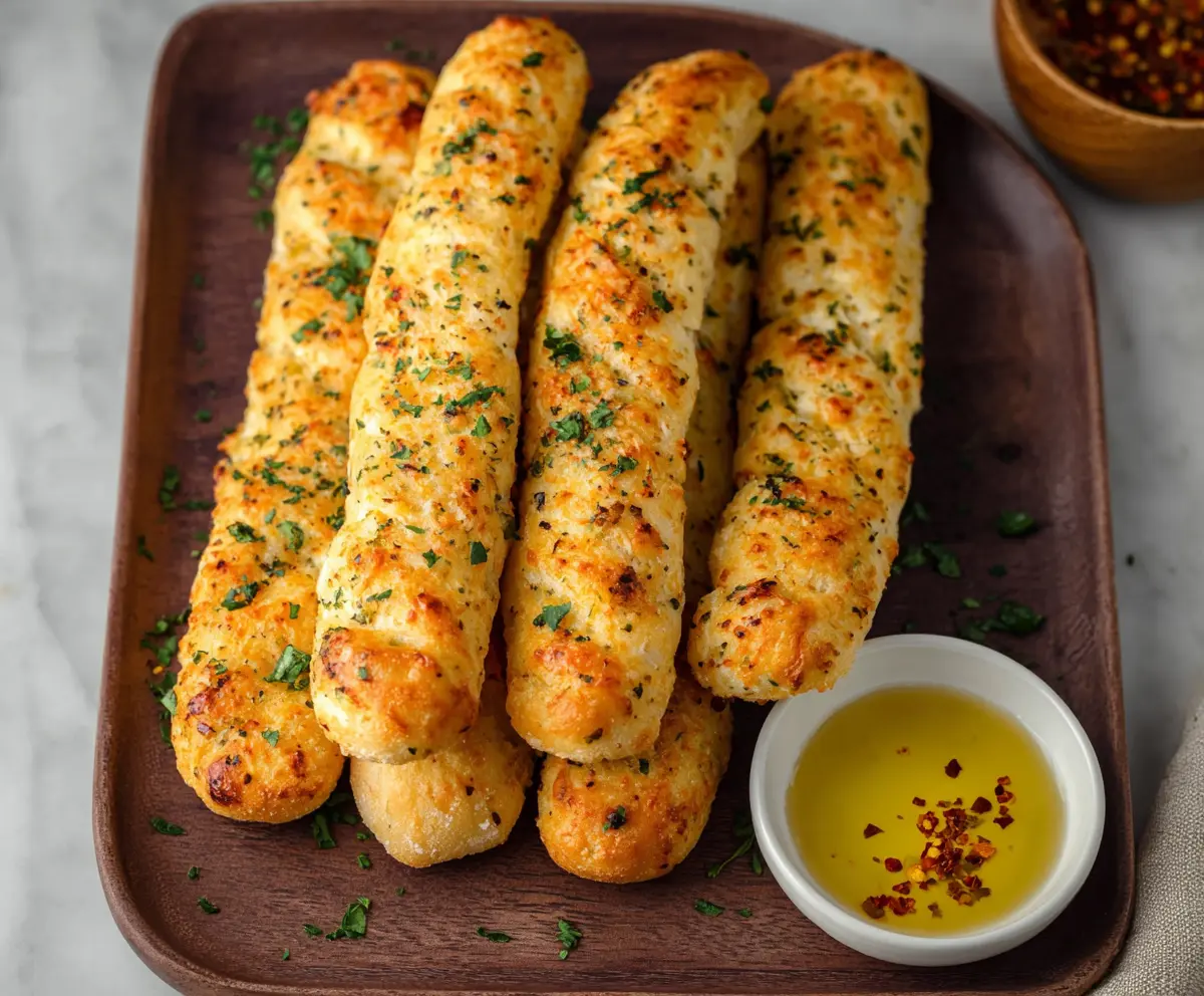 Delicious cottage cheese garlic breadsticks served fresh, perfect for snacking or side dishes.