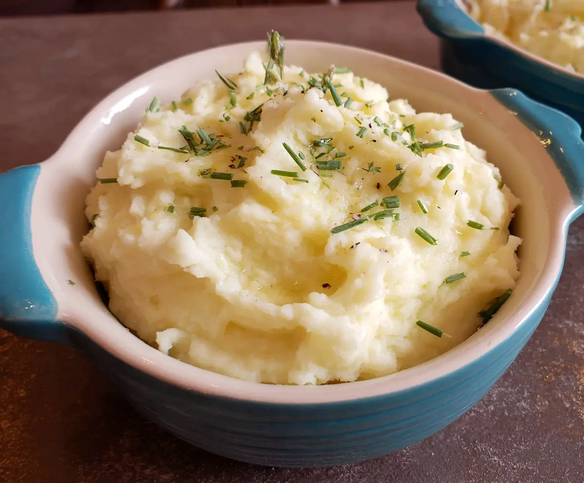 Creamy cottage cheese mashed potatoes served as a delicious side dish for any meal.