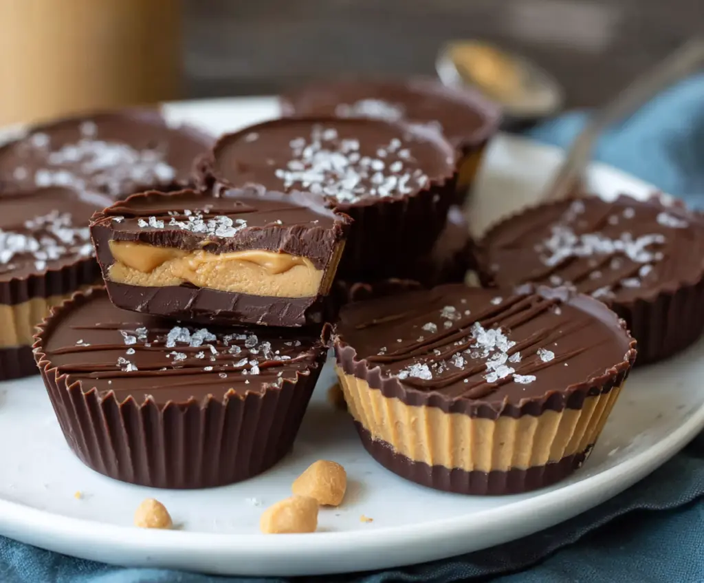 Delicious homemade cottage cheese peanut butter cups with rich chocolate coating and creamy filling