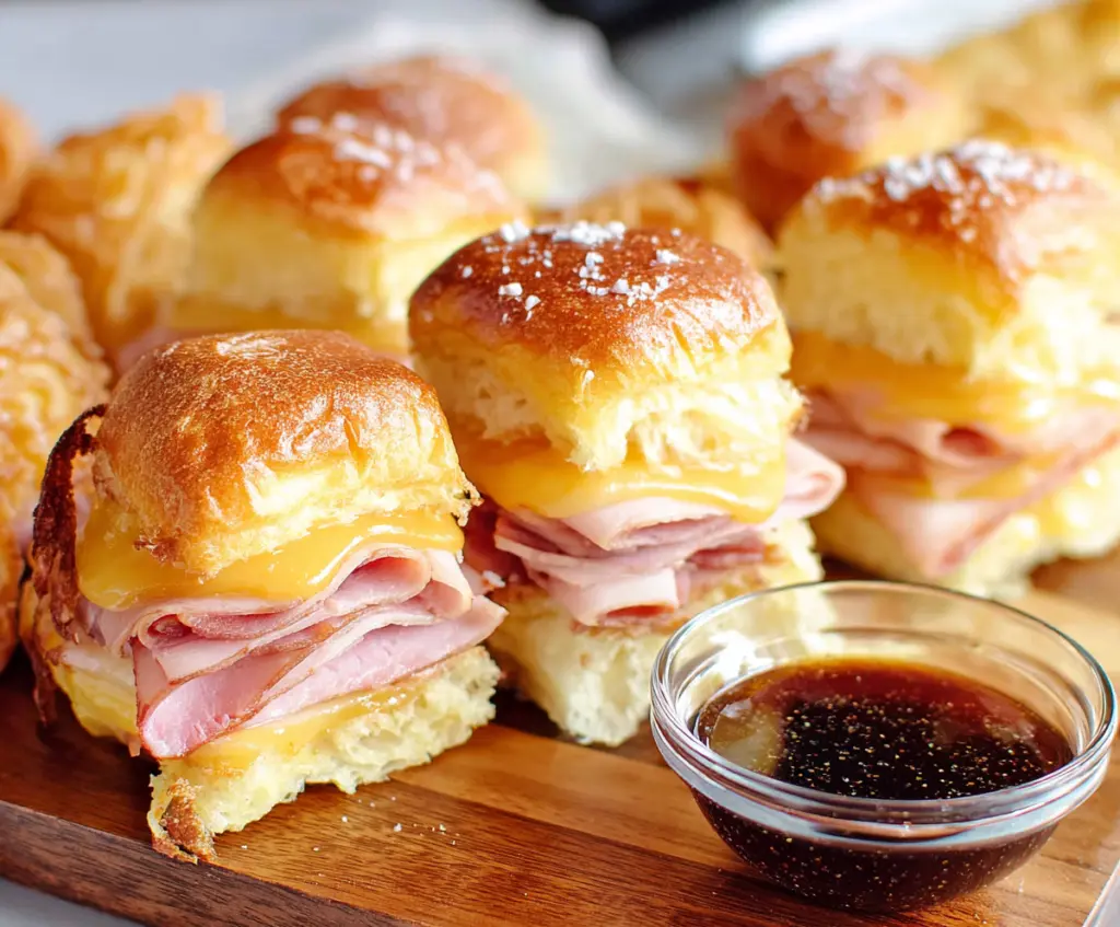Delicious Monte Cristo sliders made with soft Hawaiian rolls, perfect for a savory snack or appetizer.