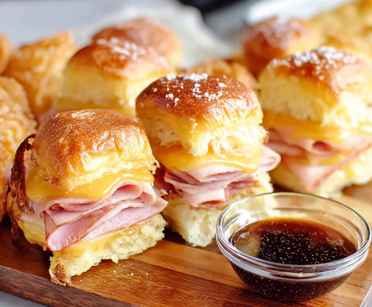 Delicious Monte Cristo sliders made with soft Hawaiian rolls, perfect for a savory snack or appetizer.