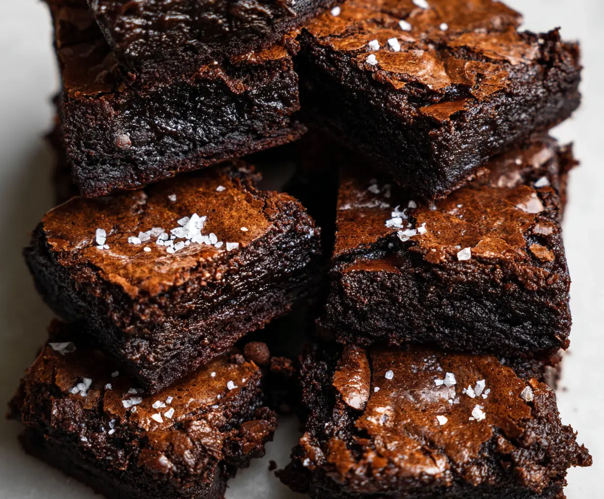 Decadent sourdough discard fudgy chocolate brownies on a baking tray
