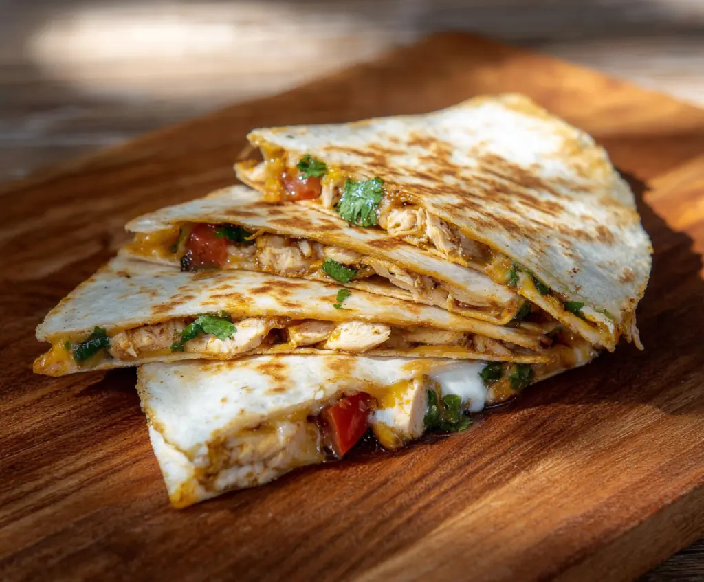 Delicious Southwest Chicken Quesadillas with melted cheese and flavorful spices.