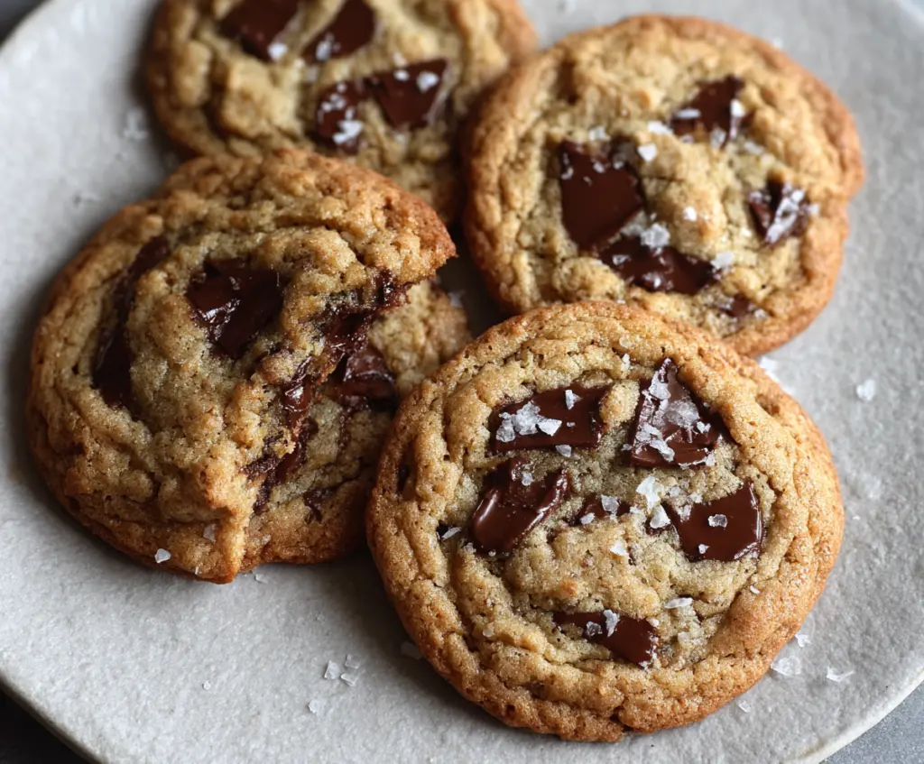 Delicious Brown Butter Sourdough Discard Cookies with golden edges and soft interior.