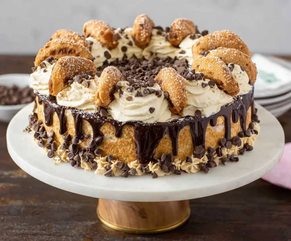 Delicious Cannoli Cake with creamy ricotta filling and crispy shell layers