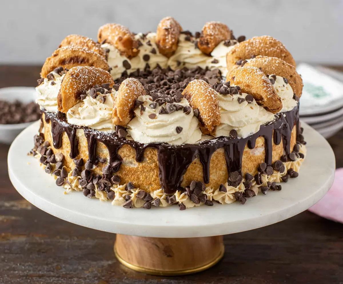Delicious Cannoli Cake with creamy ricotta filling and crispy shell layers