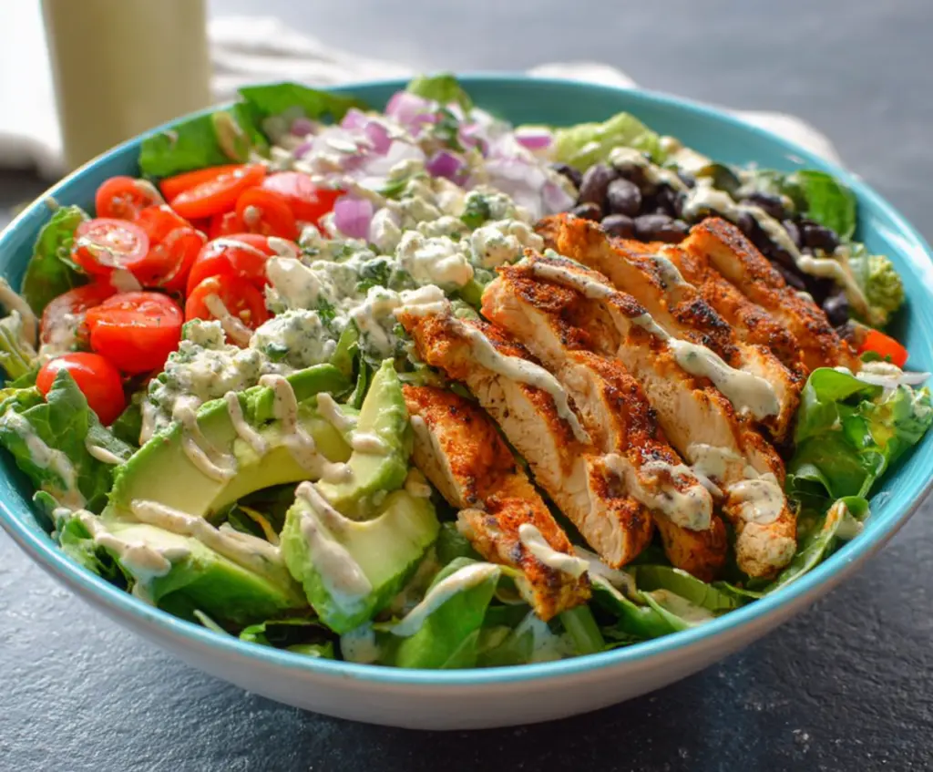 Fresh Chipotle Lime Chicken Salad with colorful vegetables and cilantro