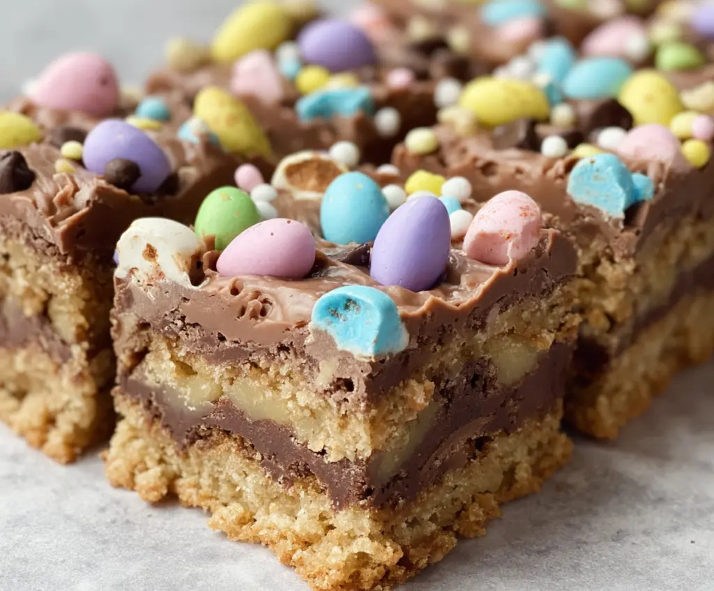 Delicious Easter Goody Bars filled with colorful candies and chocolate, perfect for springtime celebrations.