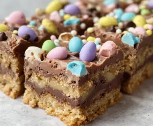 Delicious Easter Goody Bars filled with colorful candies and chocolate, perfect for springtime celebrations.