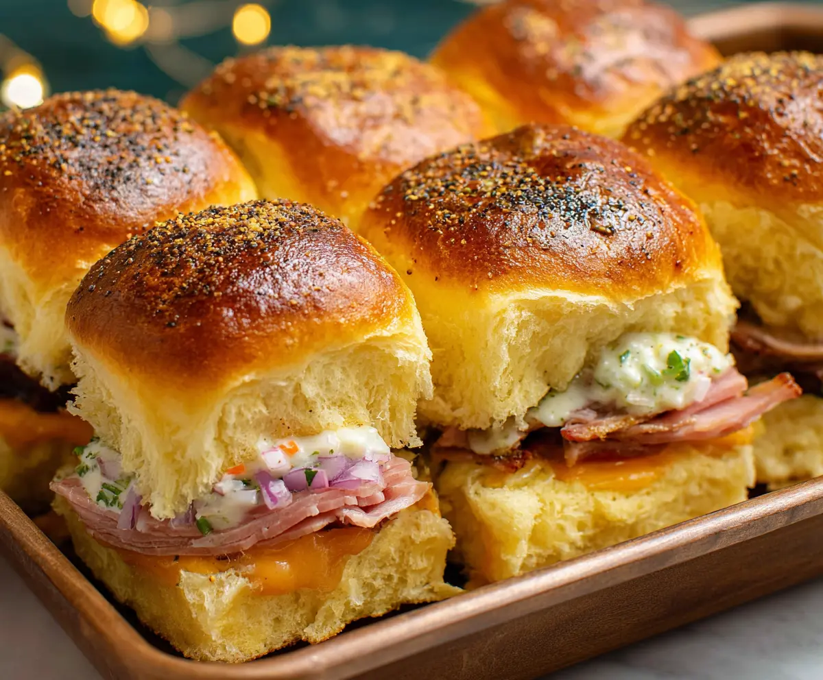 Delicious Hawaiian Roll Sliders with melted cheese and savory toppings, perfect for parties.