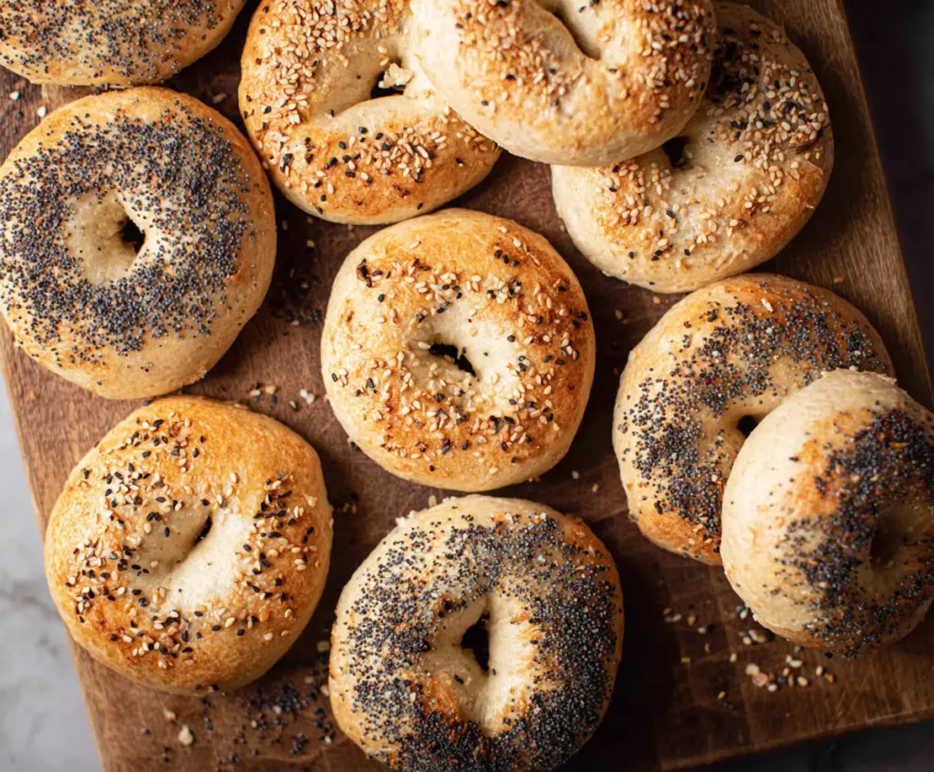 Delicious homemade bagels made with just two simple ingredients, perfect for a quick breakfast.