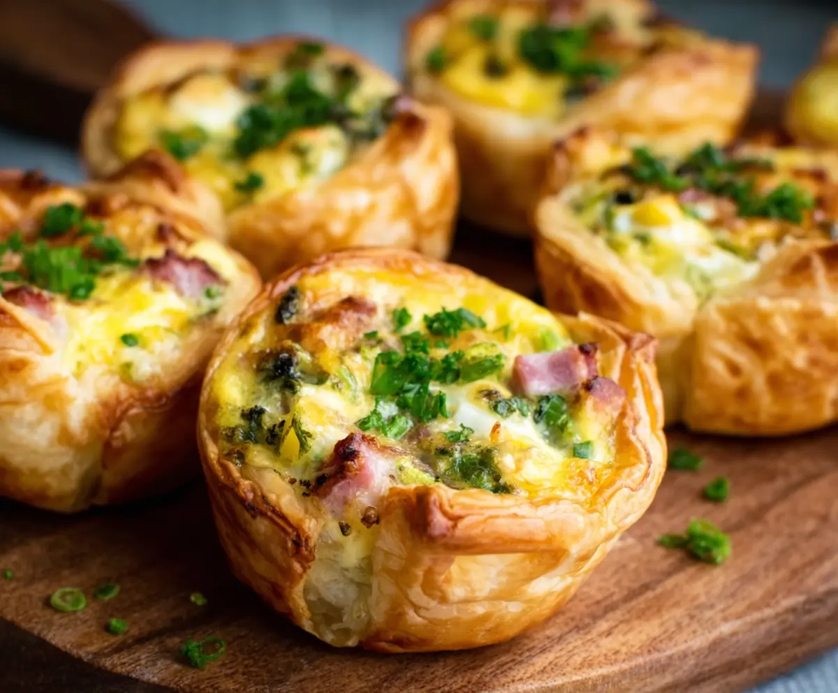 Delicious Easter Puff Pastry Quiche Cups filled with cheese and vegetables for a festive brunch.