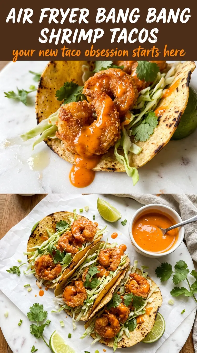 Air Fryer Bang Bang Shrimp Tacos crispy spicy creamy