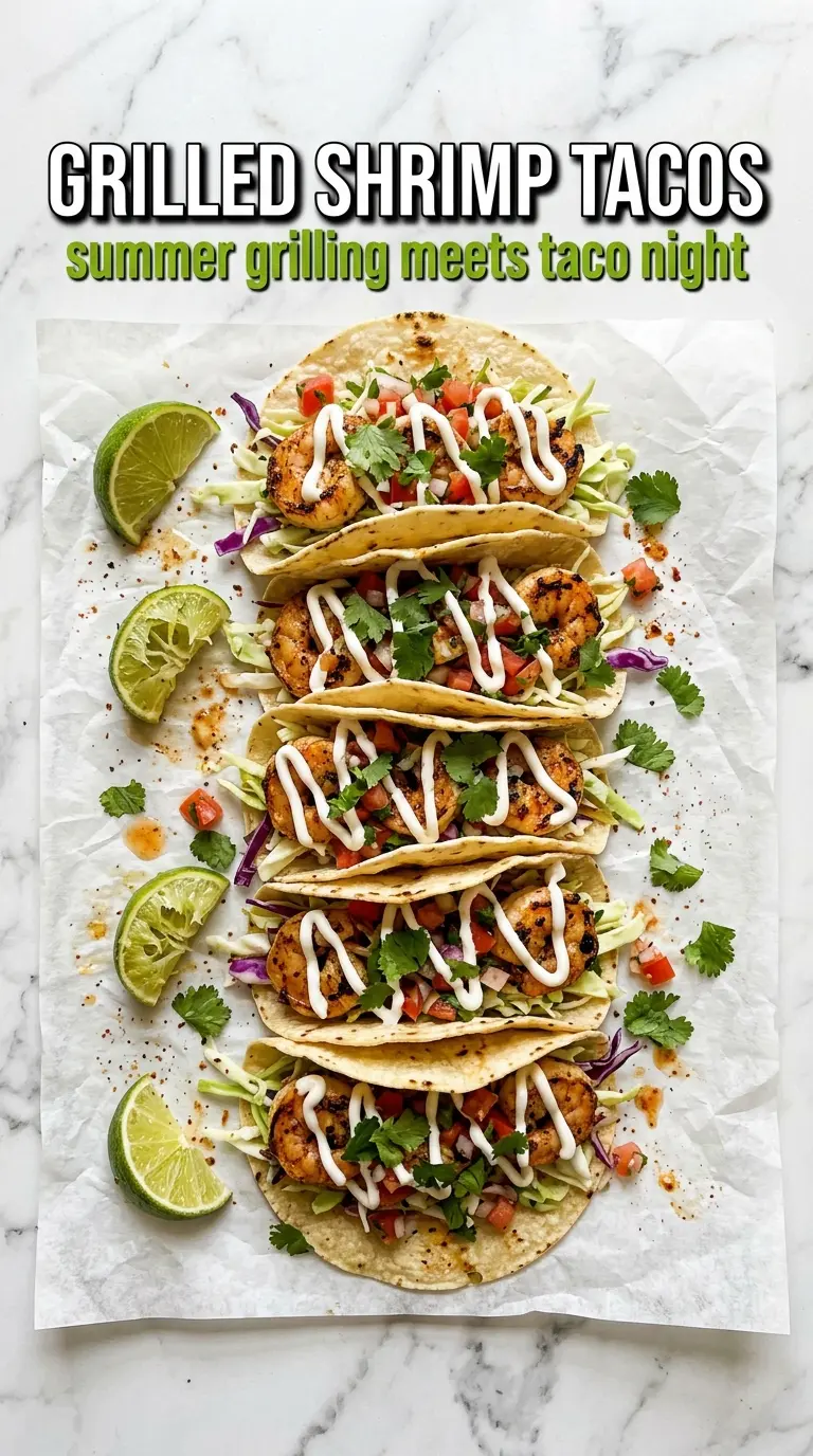 Grilled Shrimp Tacos charred shrimp fresh slaw creamy sauce