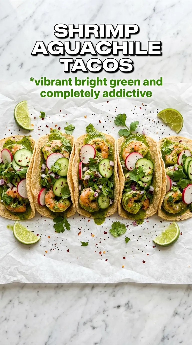 Shrimp Aguachile Tacos bright green, limey, fresh