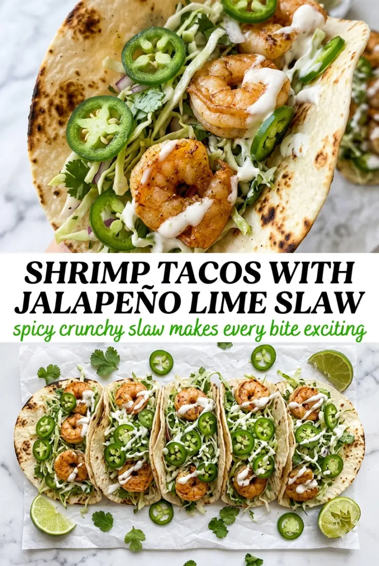 Shrimp Tacos with Jalapeño Lime Slaw