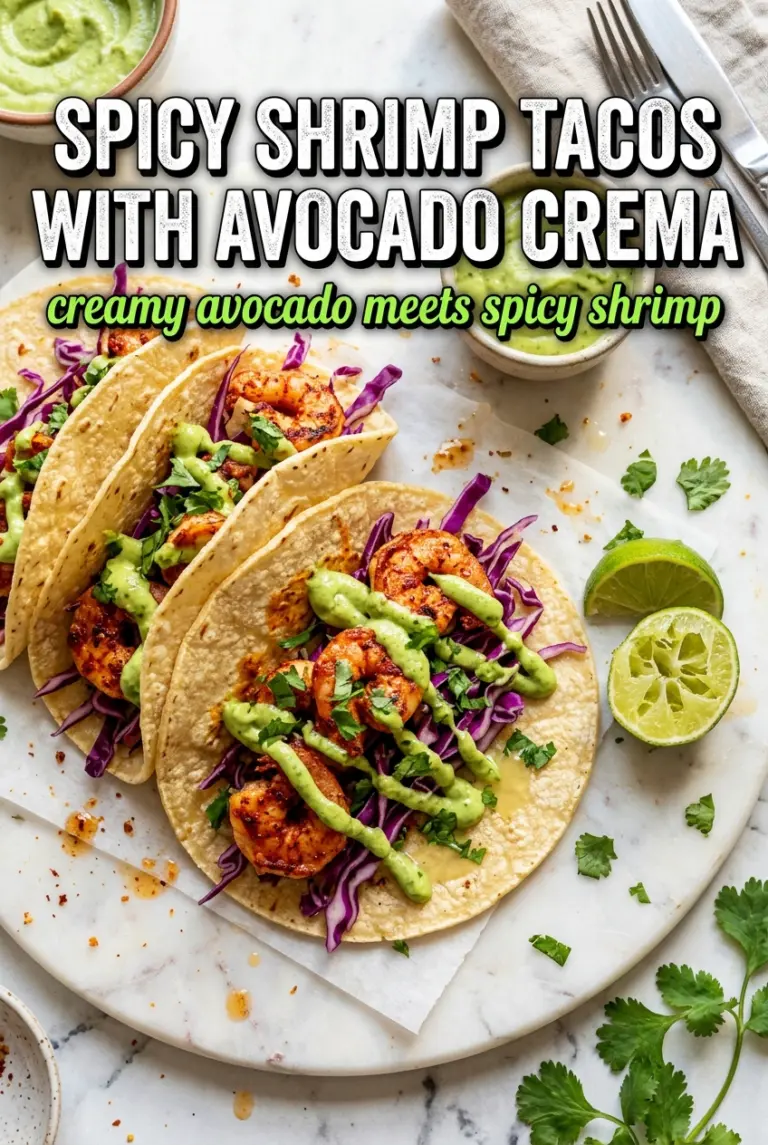 Spicy Shrimp Tacos with Avocado Crema
