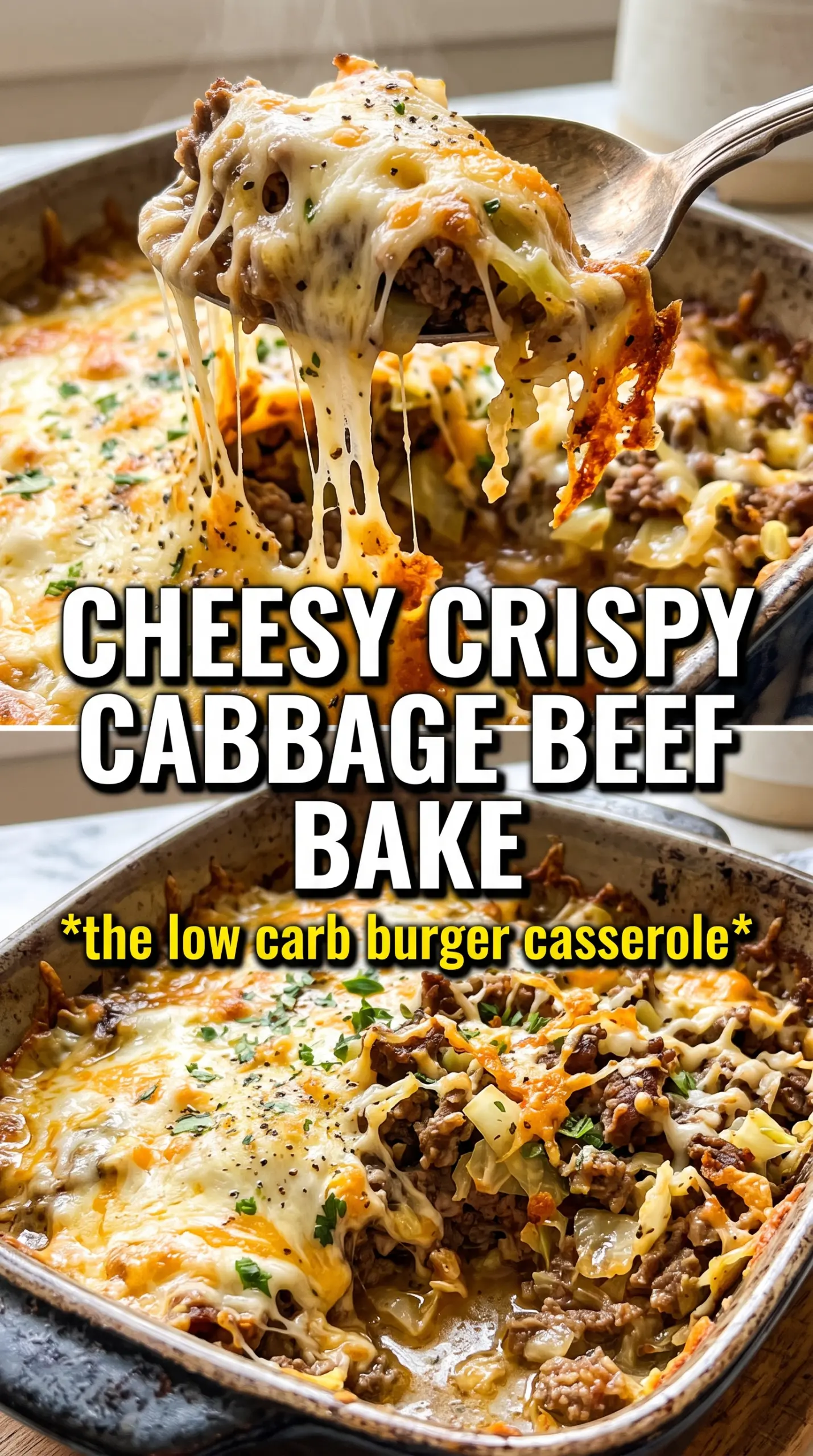 Easy Crispy Cabbage Burger Bake savory cheesy