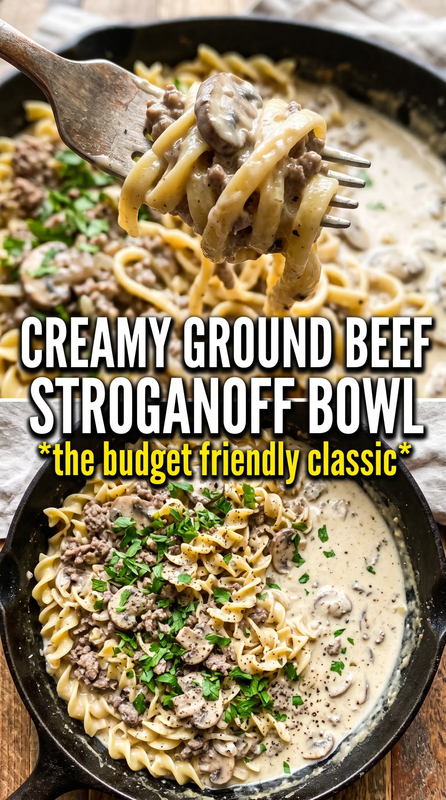 Ground Beef Stroganoff creamy mushroom noodles