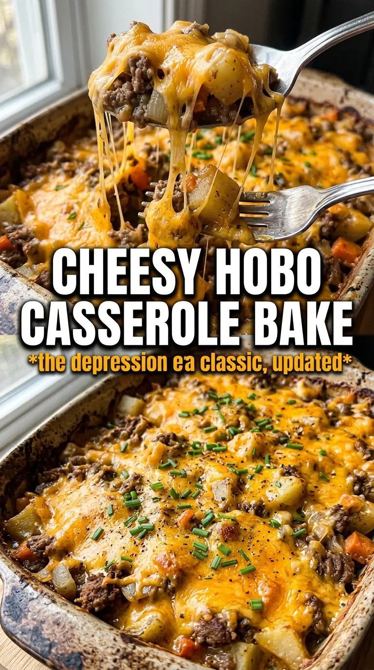 Hobo Casserole cheesy layered potato beef bake