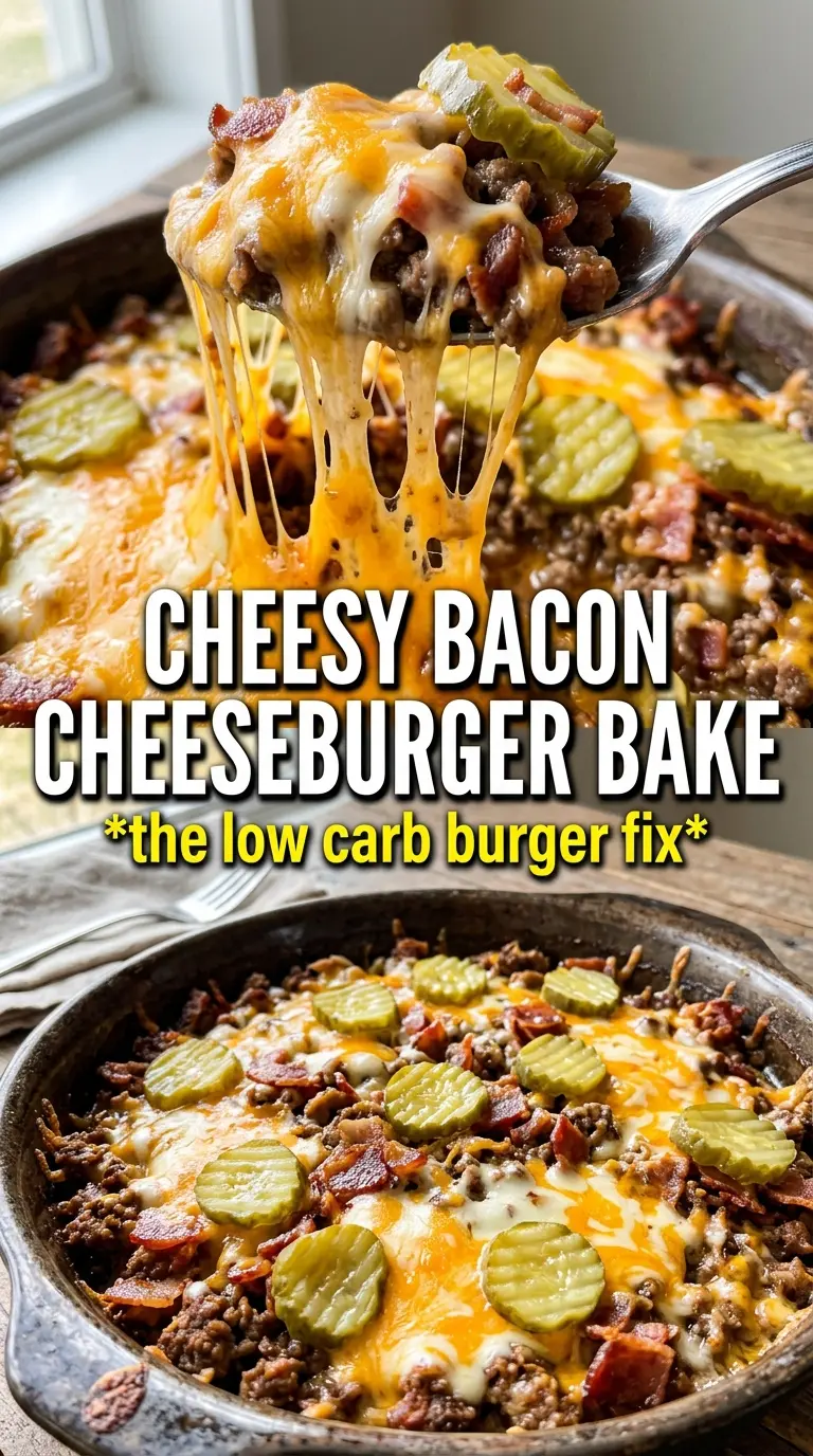 Low-Carb Bacon Cheeseburger Casserole cheesy bacon beef