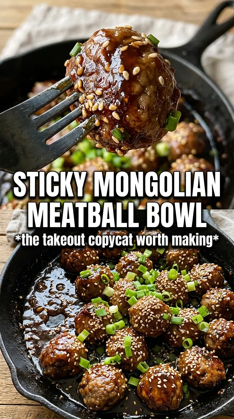 30-Minute Mongolian Beef Meatballs sticky glazed