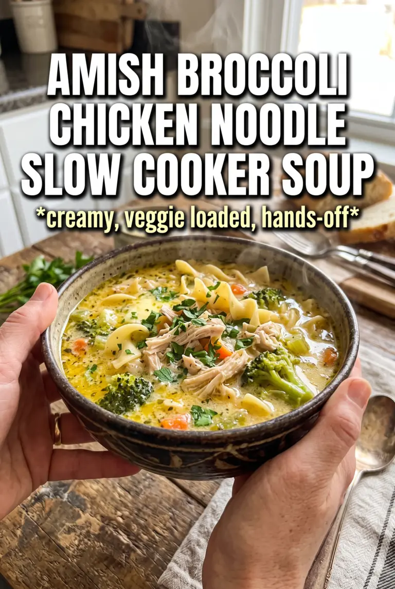 Amish Broccoli Chicken Noodle Slow Cooker Soup