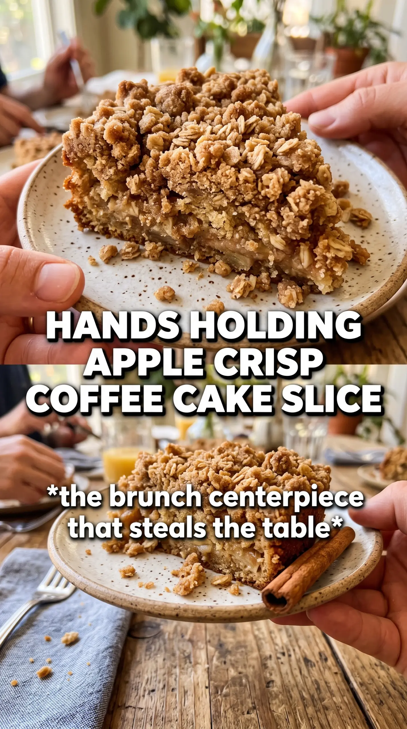 Apple Crisp Coffee Cake with crumble, cinnamon apples, breakfast cake