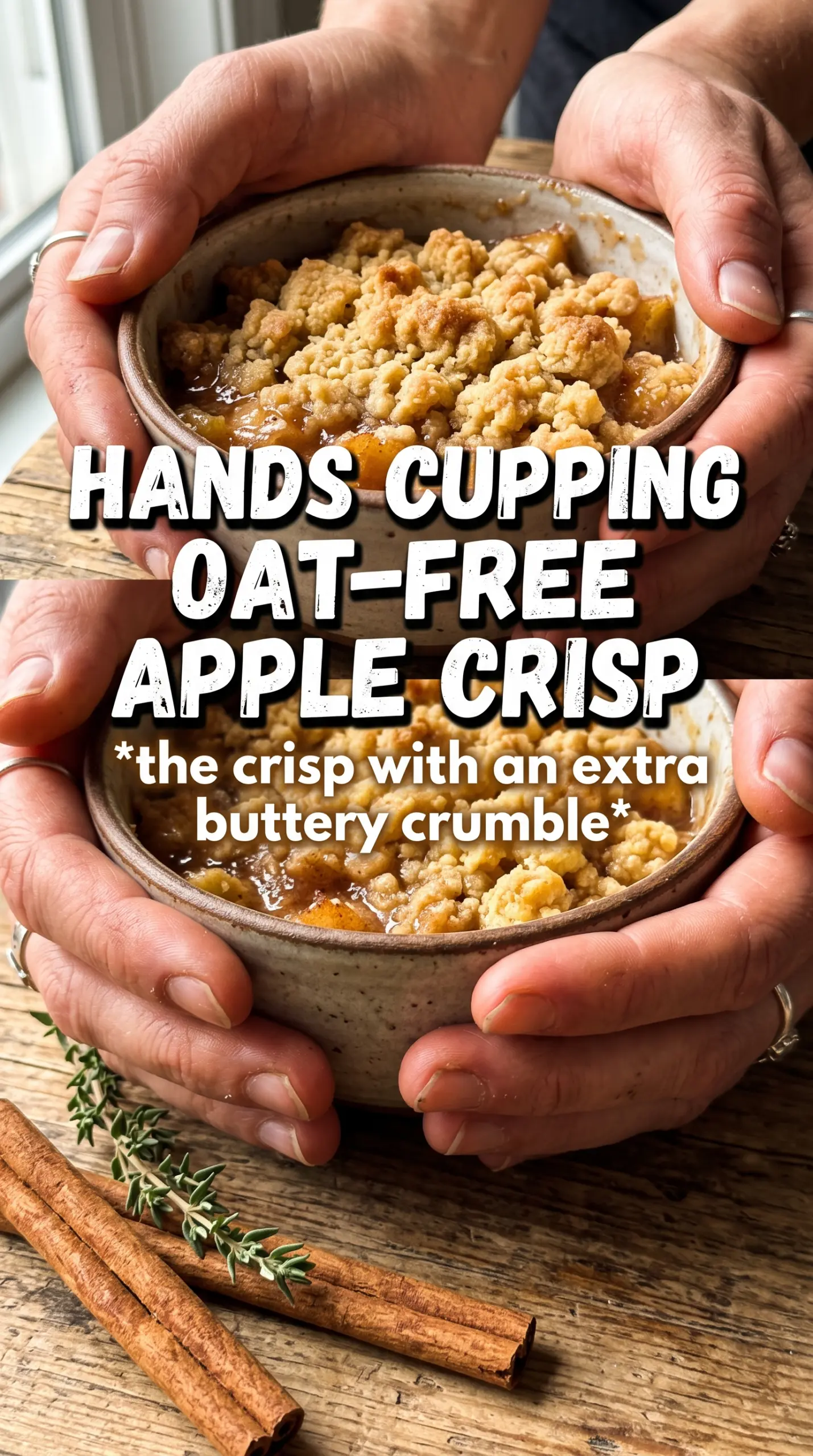 Apple Crisp Without Oats with sandy crumble, cinnamon apples, crisp topping