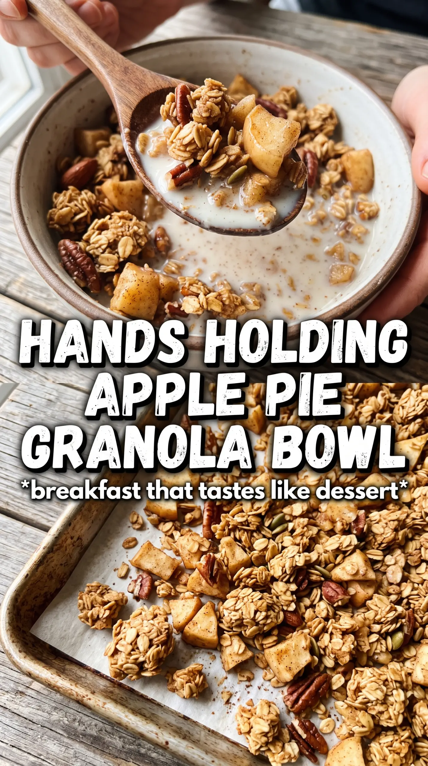 Apple Pie Granola with cinnamon pecans and crisp clusters