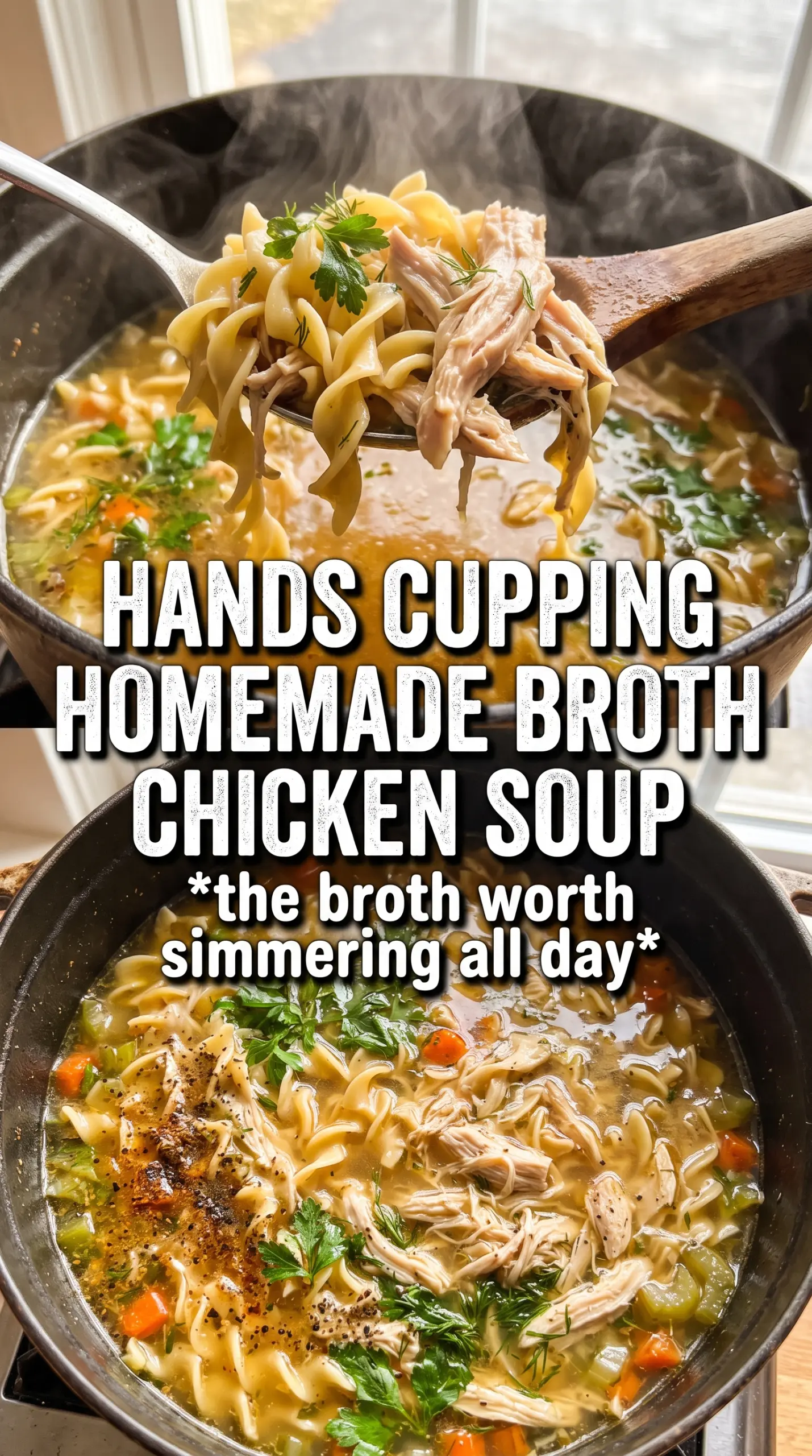 Chicken Noodle Soup With Homemade Broth rich golden herb-kissed