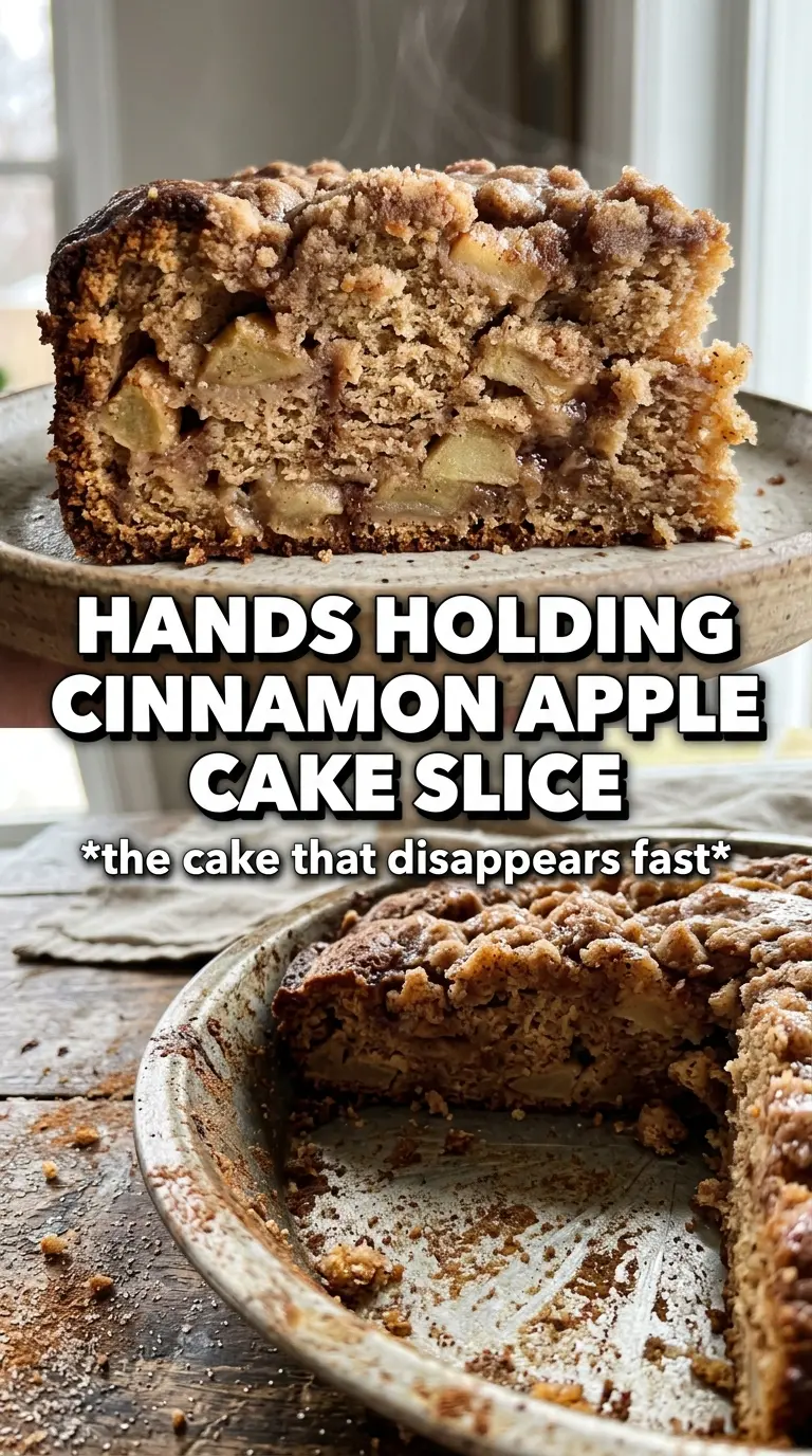 Cinnamon Apple Cake with cream cheese frosting, spiced layers, tender apples