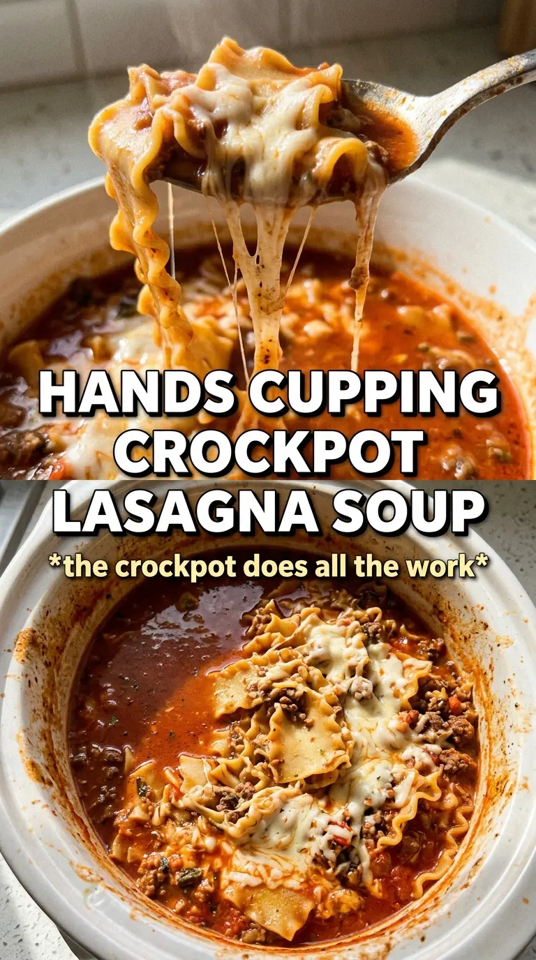 Crockpot Lasagna Soup hearty tomato broth, creamy ricotta, basil