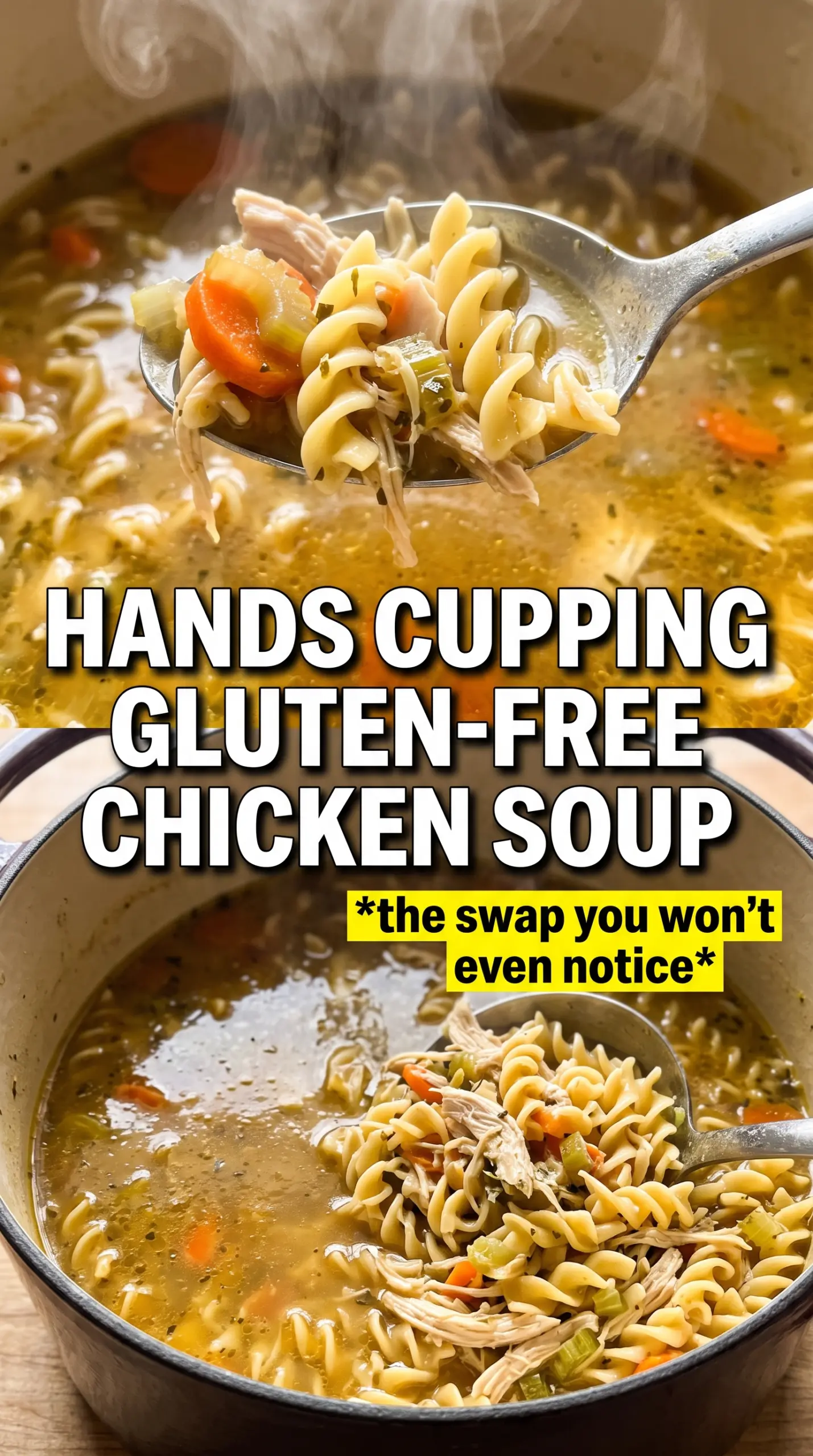 Gluten-Free Chicken Noodle Soup golden broth, tender noodles, cozy