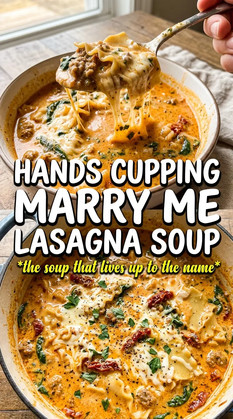 Marry Me Lasagna Soup creamy tomato broth, sausage, ricotta