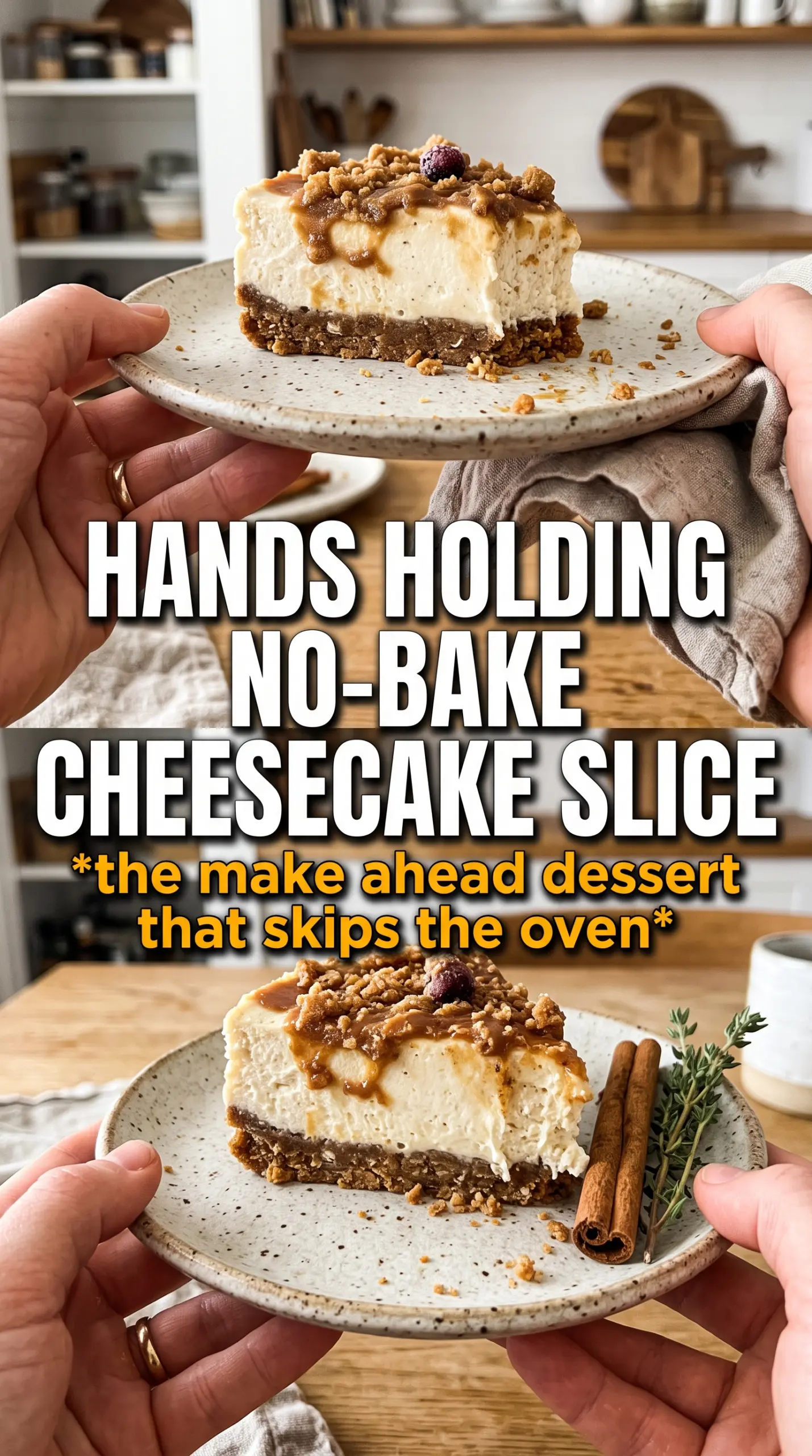 No-Bake Apple Crumble Cheesecake creamy cinnamon apple