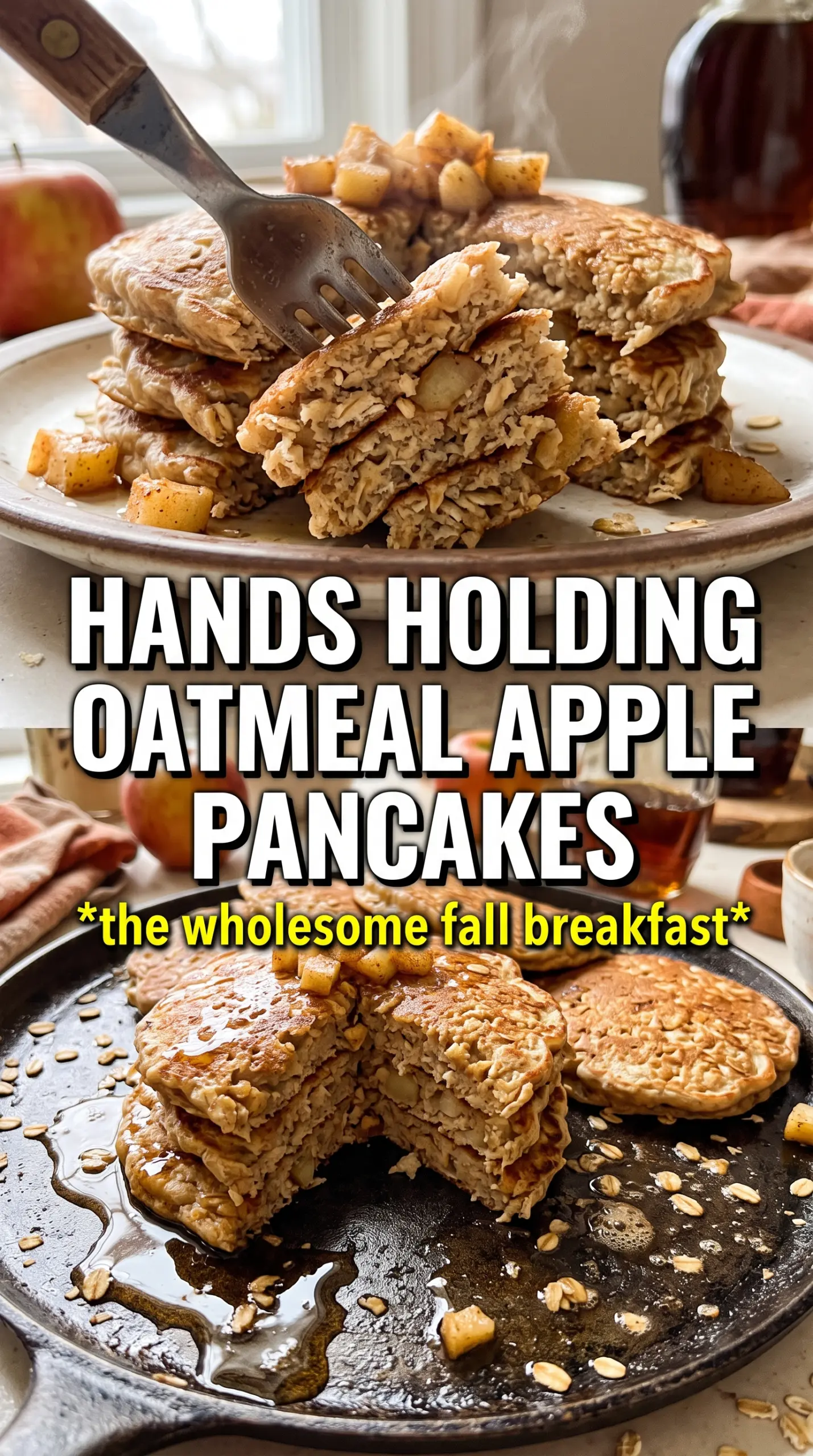 Oatmeal Apple Pancakes golden oat texture caramelized apple pieces