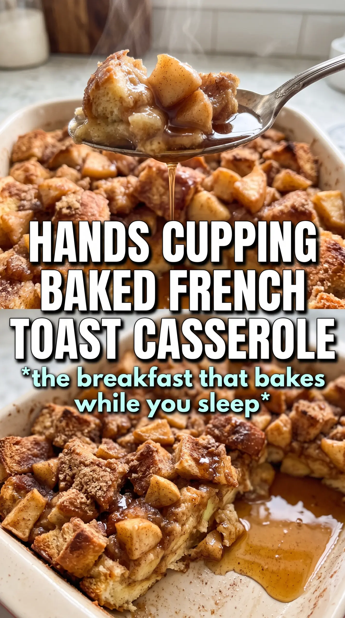 Overnight Cinnamon Apple Baked French Toast Casserole with maple, streusel, apples