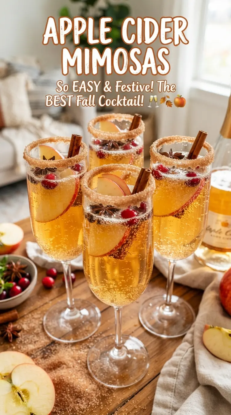Apple Cider Mimosas golden bubbly cinnamon