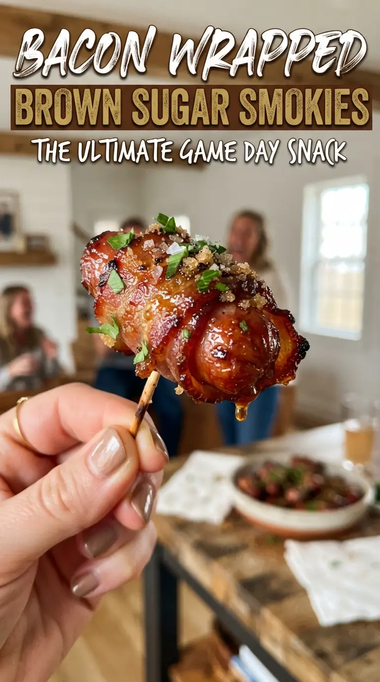Bacon Wrapped Brown Sugar Smokies crispy candied appetizer