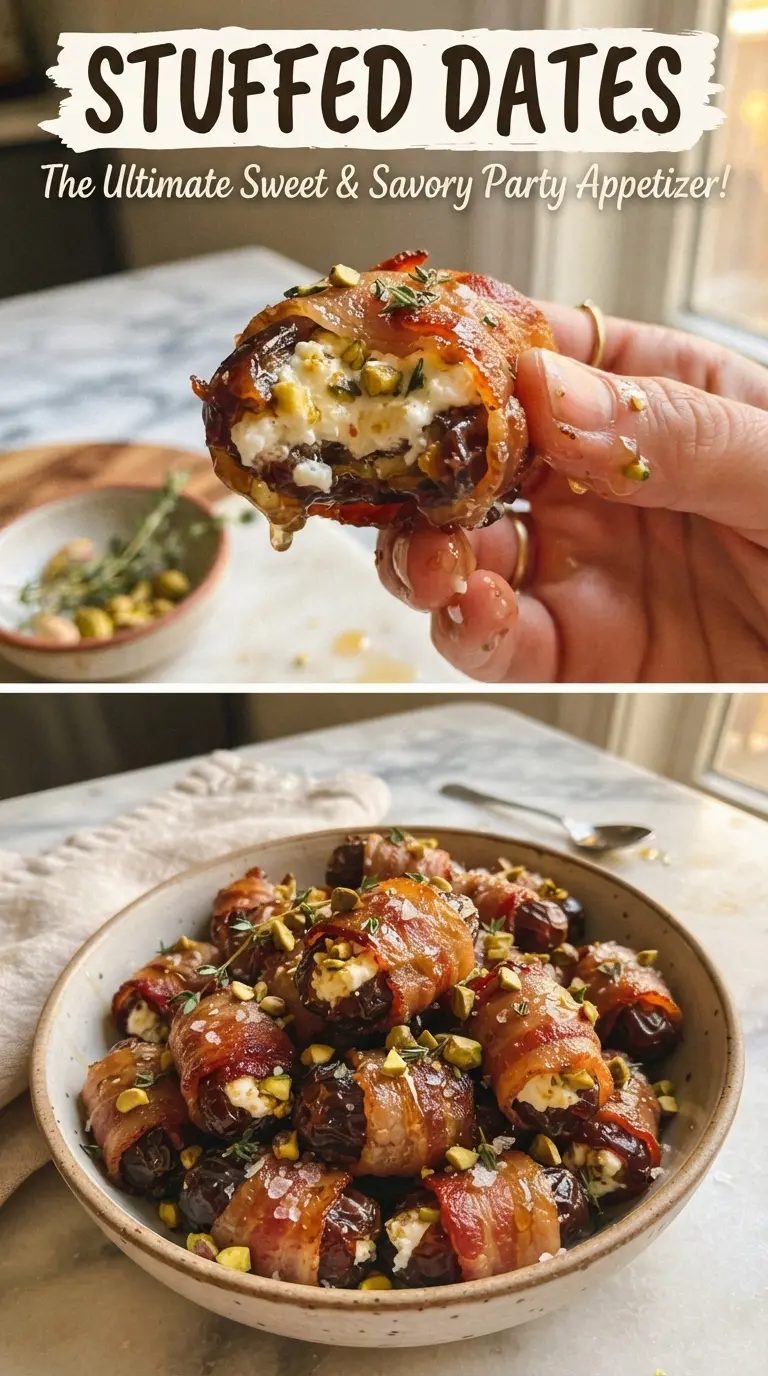 Stuffed Dates bacon-wrapped creamy sweet-salty